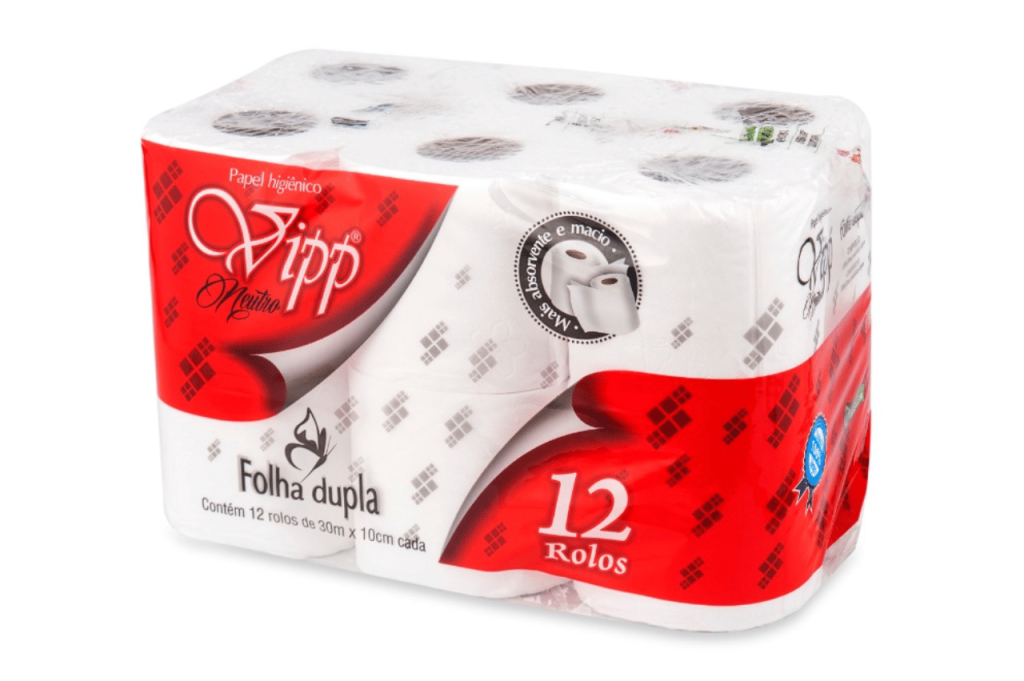 PAPEL HIGIÊNICO VIPP 30 METROS | FOLHA DUPLA | 4X12
