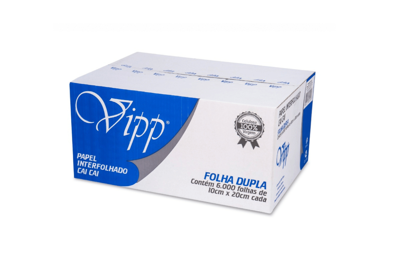 PAPEL INTERFOLHADO CAI CAI VIPP 10 CM X 20 CM | FOLHA DUPLA | CAIXA COM 6.000 FOLHAS