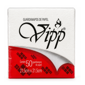 GUARDANAPO DE PAPEL VIPP 21,5 CM X 21,5 CM | FOLHA SIMPLES | CAIXA COM 40 PACOTES COM 50 GUARDANAPOS