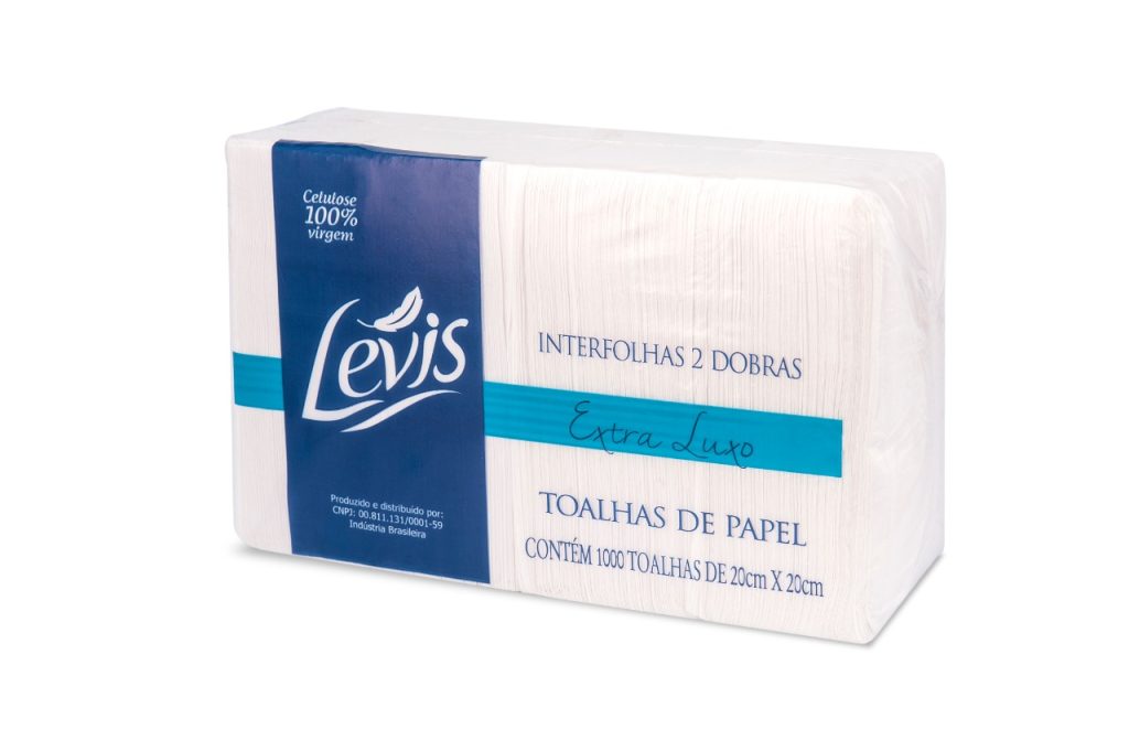 PAPEL TOALHA INTERFOLHADA LEVIS 20 CM X 20 CM | PACOTE COM 1.000 FOLHAS