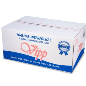 PAPEL TOALHA INTERFOLHADA VIPP 23 CM X 20 CM | CAIXA COM 5.000 TOALHAS