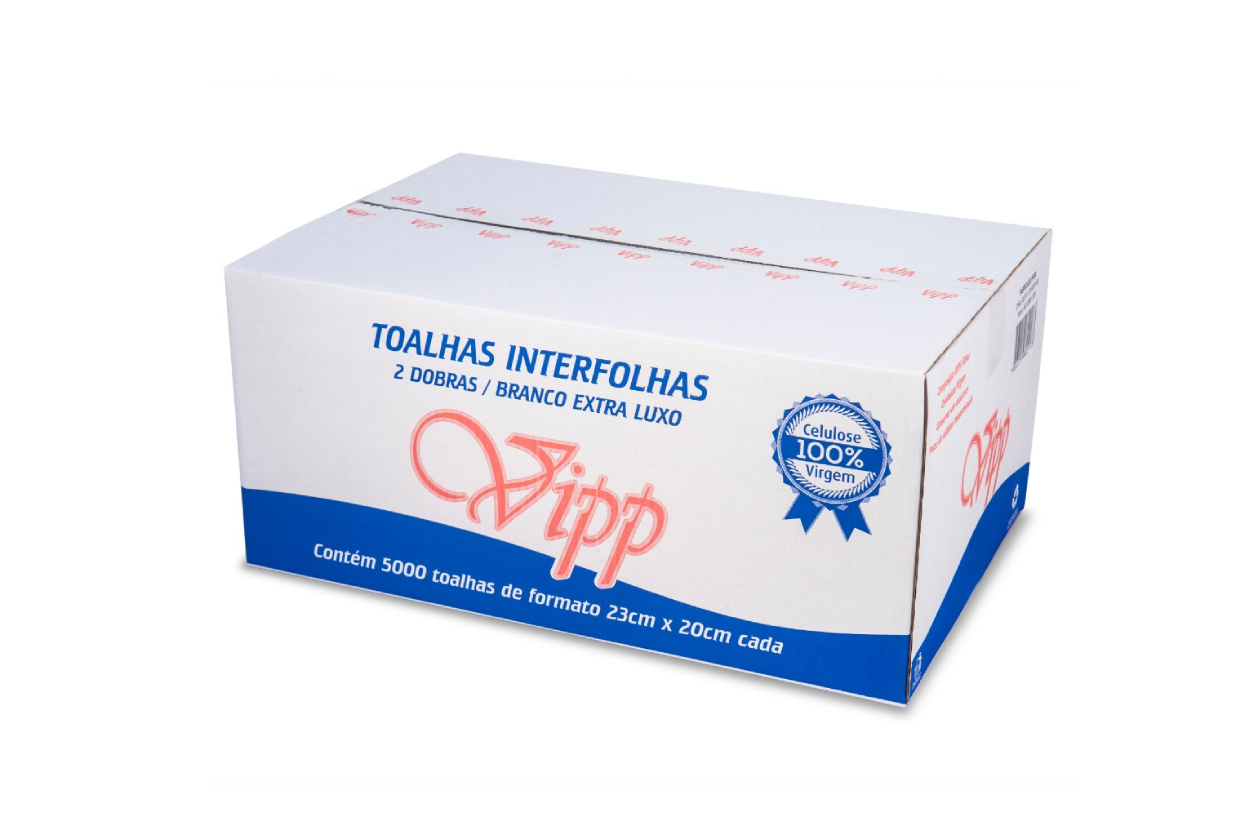PAPEL TOALHA INTERFOLHADA VIPP 23 CM X 20 CM | CAIXA COM 5.000 TOALHAS