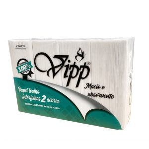 PAPEL TOALHA INTERFOLHADA VIPP 23 CM X 21 CM | PACOTE COM 1.250 FOLHAS