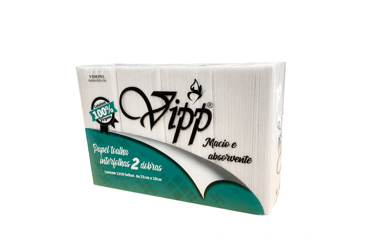PAPEL TOALHA INTERFOLHADA VIPP 23 CM X 21 CM | PACOTE COM 1.250 FOLHAS