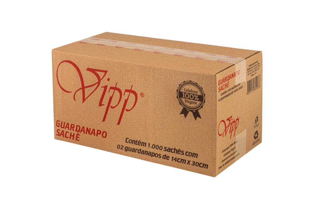 GUARDANAPO SACHÊ 14 CM X 30 CM | CAIXA COM 1.000 SACHÊS | 2 UN CADA