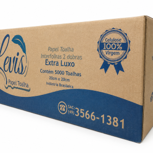 PAPEL TOALHA INTERFOLHADA LEVIS 20 CM X 20 CM | CAIXA COM 5.000 FOLHAS