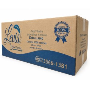 PAPEL TOALHA INTERFOLHADA LEVIS 20 CM X 20 CM | CAIXA COM 5.000 FOLHAS