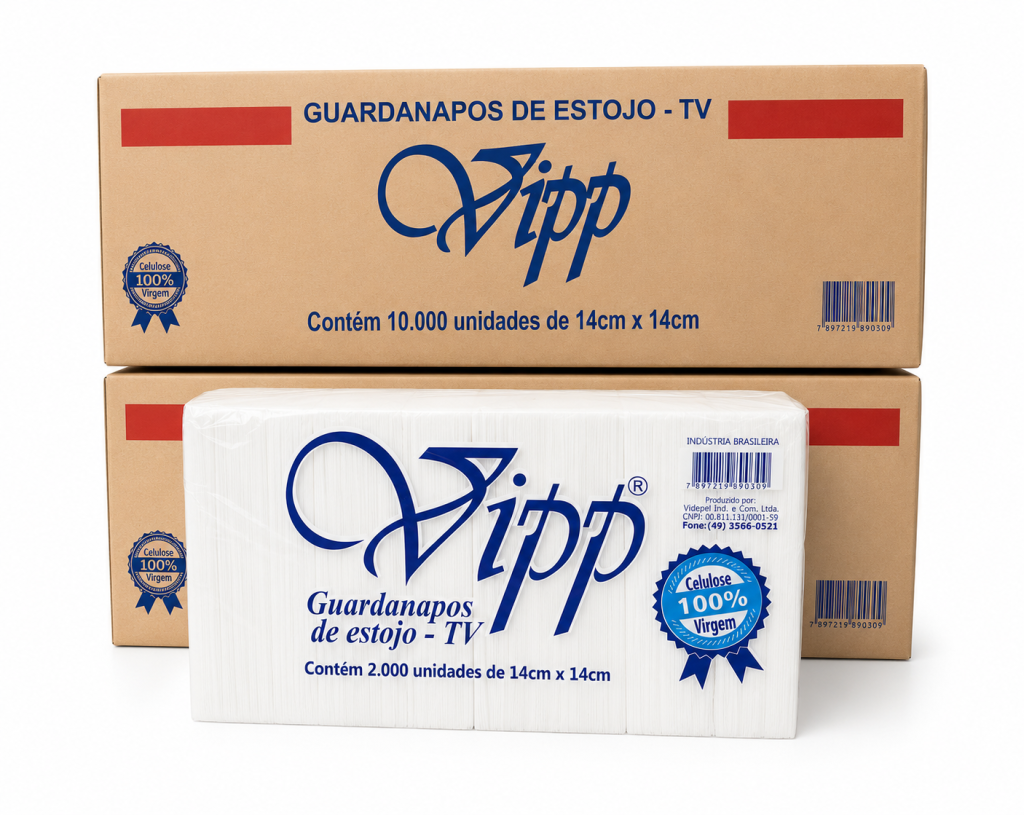 GUARDANAPO DE ESTOJO VIPP 14 CM X 14 CM | CAIXA COM 5 PACOTES DE 2.000 UN