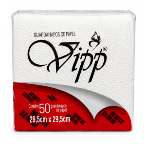 GUARDANAPO DE PAPEL VIPP 29,5 CM X 29,5 CM | FOLHA SIMPLES | CAIXA COM 40 PACOTES COM 50 GUARDANAPOS