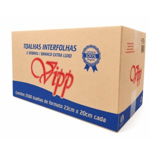 PAPEL TOALHA INTERFOLHADA VIPP 23 CM X 20 CM | CAIXA COM 2.500 FOLHAS