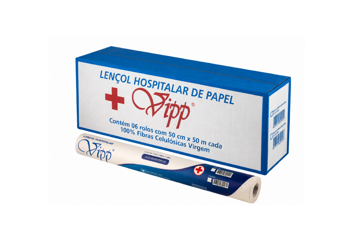 LENÇOL HOSPITALAR VIPP 50 CM X 50 M | SEM PICOTE