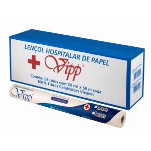 LENÇOL HOSPITALAR VIPP 50 CM X 50 M | COM PICOTE