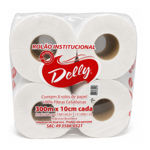 PAPEL HIGIÊNICO ROLÃO DELLY 10 CM X 300 M | FARDO COM 8 ROLOS