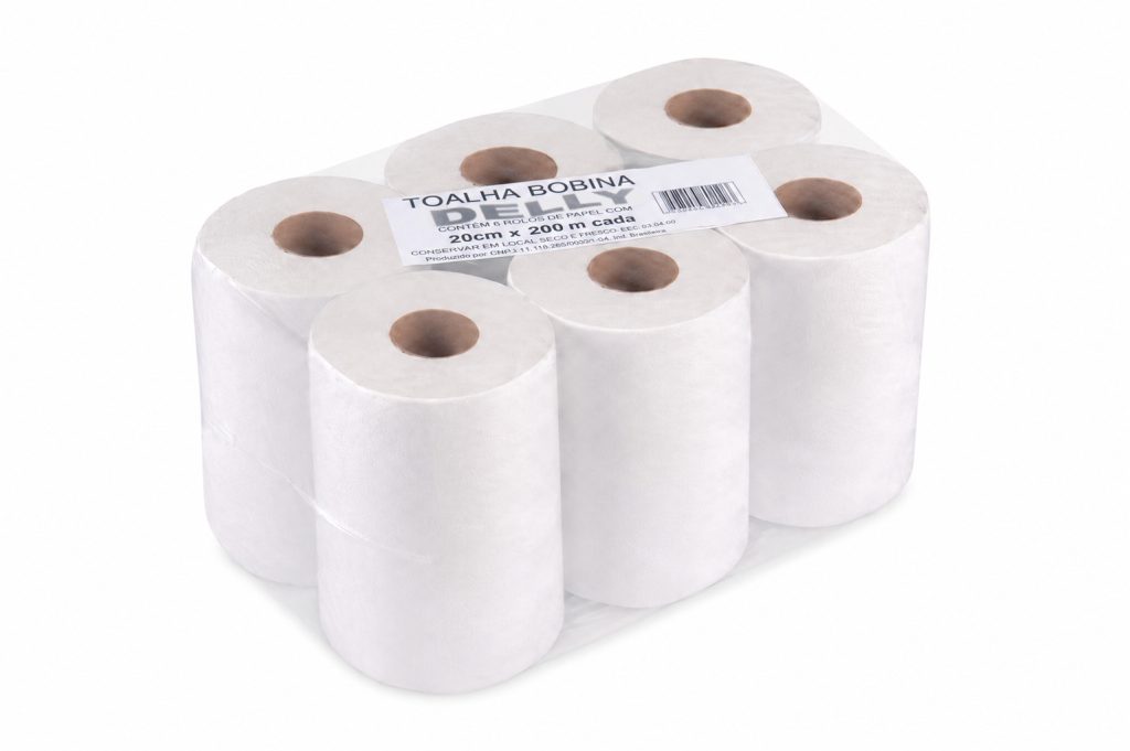 PAPEL TOALHA BOBINA DELLY 20 CM X 200 M | FARDO COM 6 ROLOS